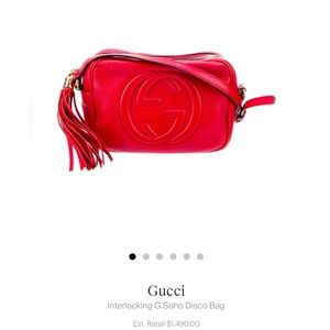 Gucci crossbody red leather bag tassel
